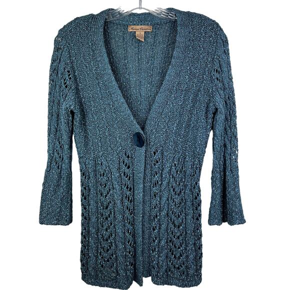 Marisa Christina Teal One‎ Button Cardigan, Small - Picture 1 of 11